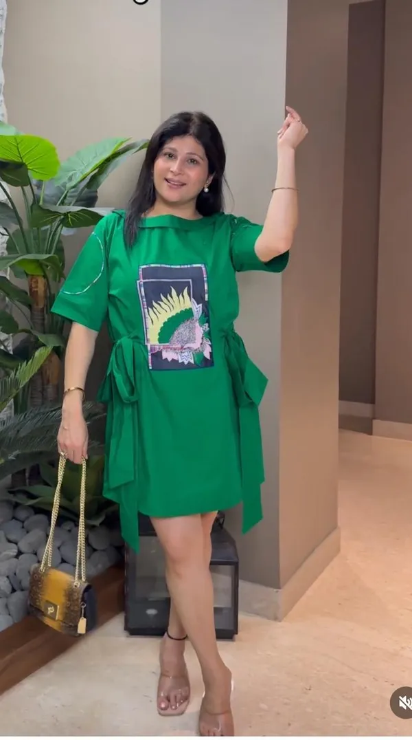 Green_cotton_T-Shirt_Dress_For_Women
