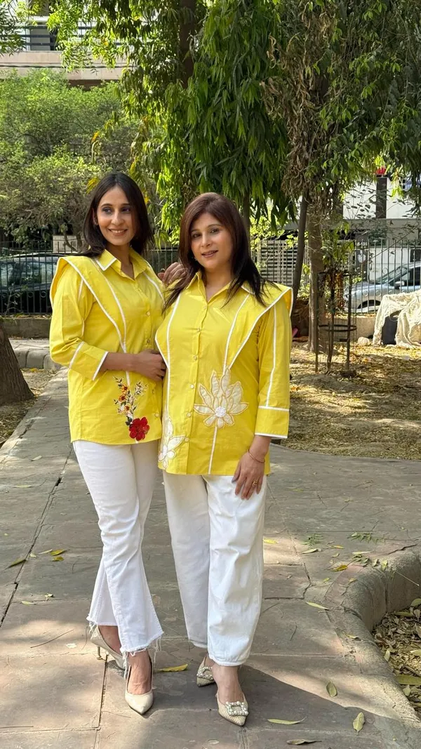 Yellow_cotton_Button-Down_Shirt_For_Women
