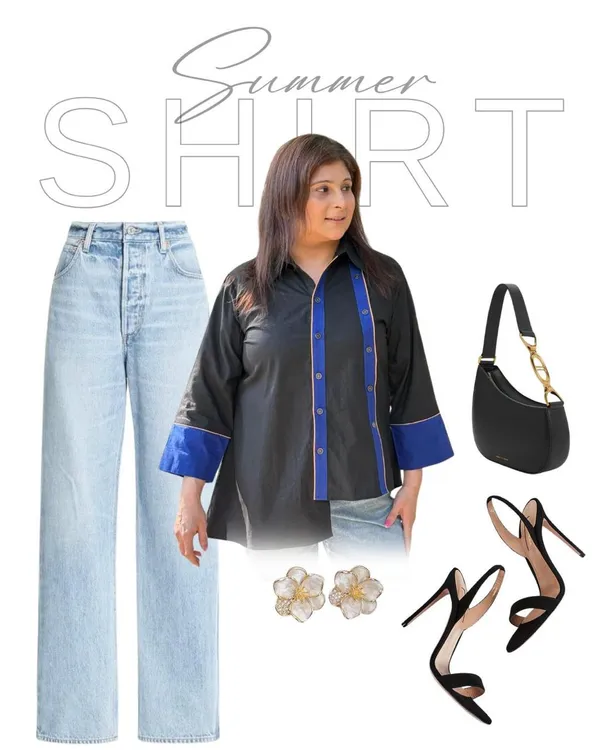 Black_cotton_Contrast_Trim_Shirt_For_Women