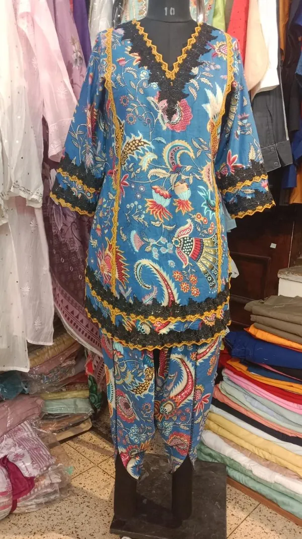 Multicolour_cotton_Ethnic_Kurta_Set_For_Women