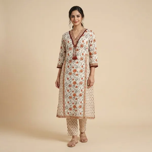 Multicolor_cotton_Kurti_With_Palazzo_Set_For_Women