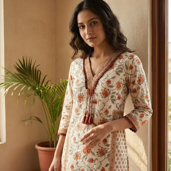 Multicolor_cotton_Kurti_With_Palazzo_Set_For_Women