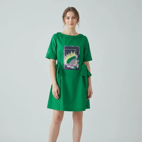 Green_cotton_T-Shirt_Dress_For_Women