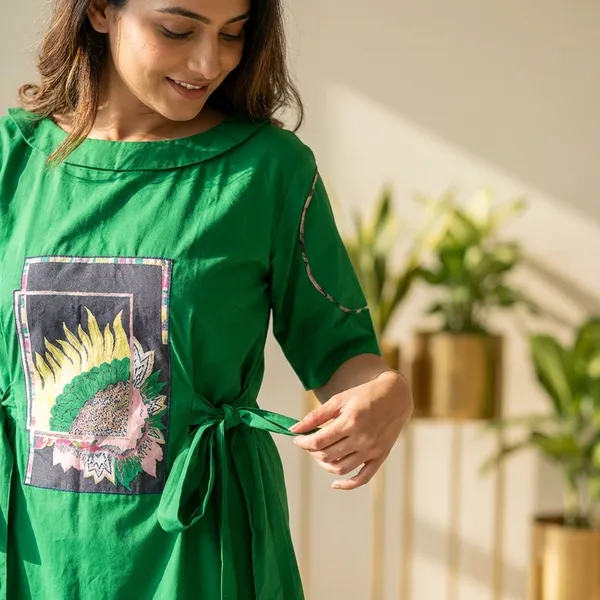 Green_cotton_T-Shirt_Dress_For_Women