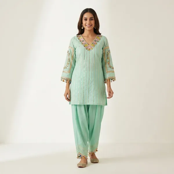 Light_Blue_cotton_Kurta_Pajama_Set_For_Women