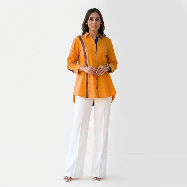 Orange_cotton_Formal_Shirt_For_Women