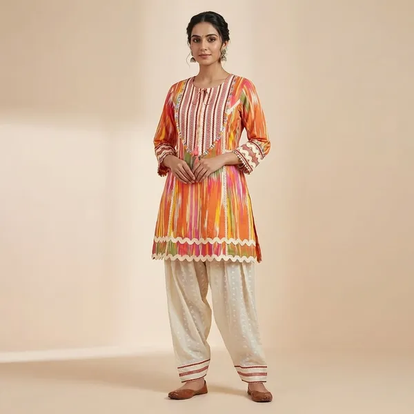 Multicolour_cotton_Kurta_With_Palazzo_Set_For_Women