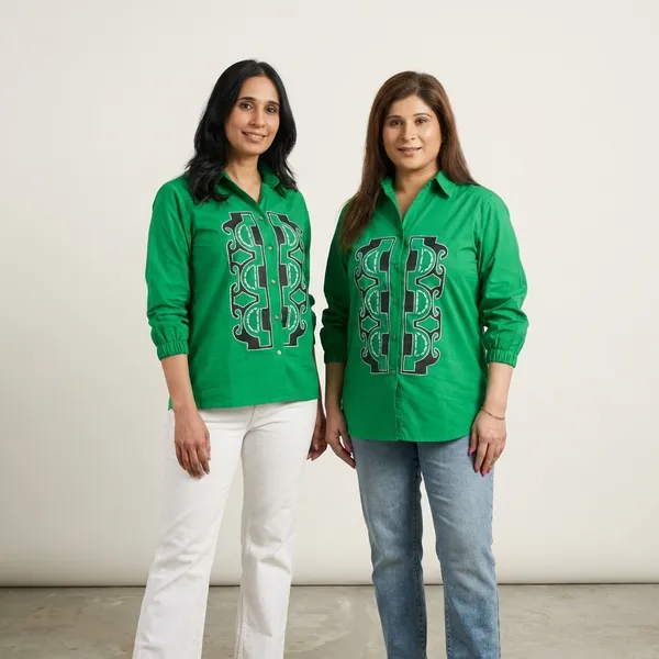 Green_cotton_Casual_Shirt_For_Women