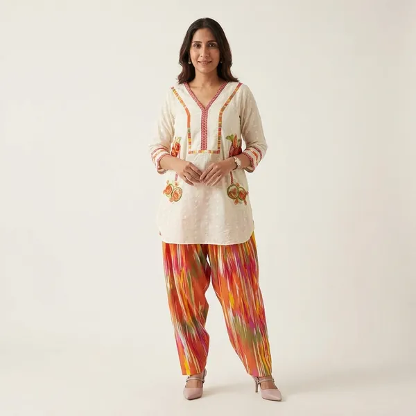 Multicolor_cotton_Kurti_With_Patiala_Set_For_Women