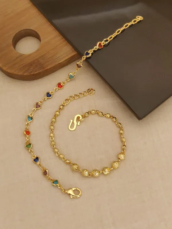 Multicolor_Stone_Bracelet_and_Gold_Chain_Bracelet_Set