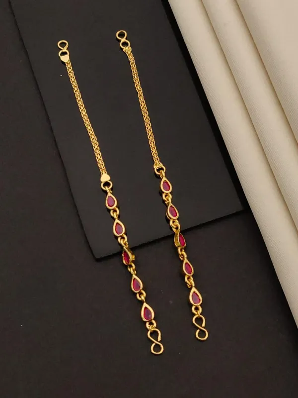 Gold-Toned_Ruby_Red_Stone_Ear_Chain_Danglers