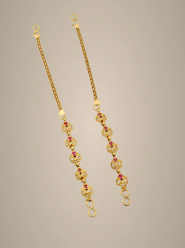 Gold-Toned_Chain_Earrings_with_Floral_Stone_Embellishments