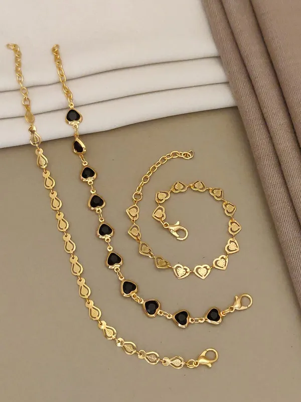 Gold-Plated_Heart_Chain_Necklace_and_Bracelet_Jewelry_Set
