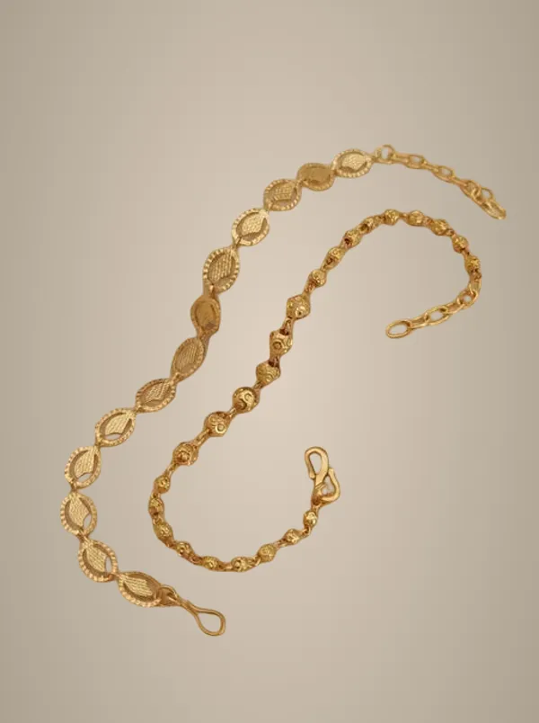 Elegant_Gold_Plated_Oval_Leaf_Pattern_Bracelet_Combo_For_Women_Adjustable_Fancy_Chain_Bracelet_Set_Festive_Daily_Wear_Jewellery