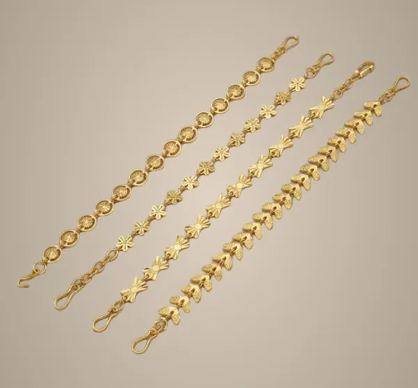Set_Of_4_Gold_Plated_Assorted_Chain_Bracelets_Leaf_Butterfly_Floral_Daily_Wear_Combo_Pack