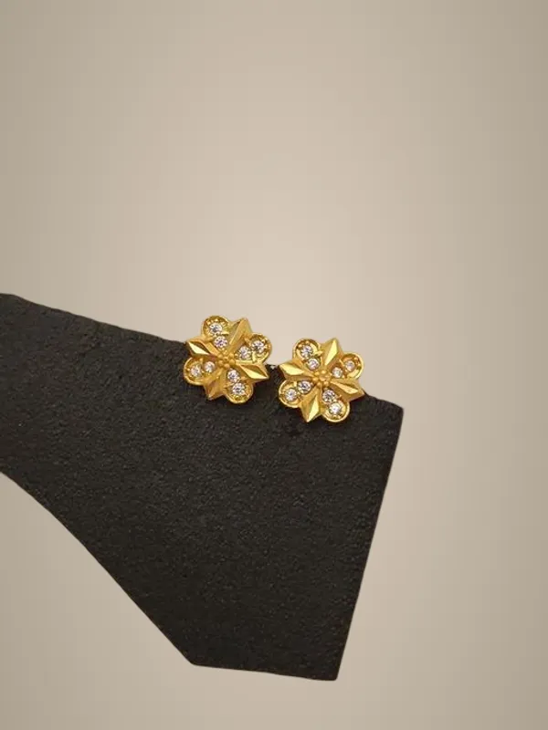 Small_Flower_Design_American_Earrings_Yellow_Gold_Plated_Studs_Casual_Daily_Wear_Fancy_Topss_For_Ladies