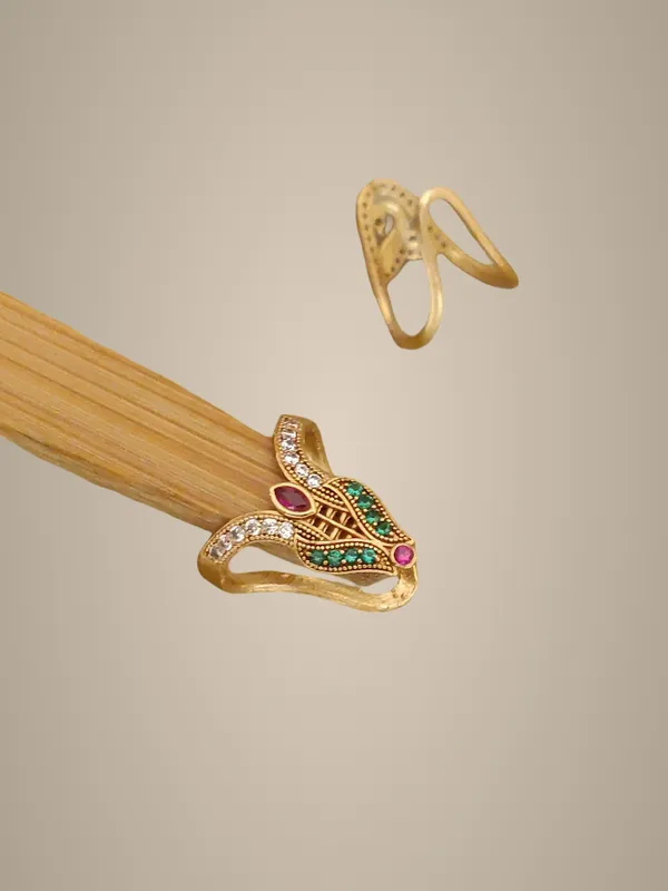 Golden_Snake_Design_Ring_with_Multicolor_Stone_Detailing