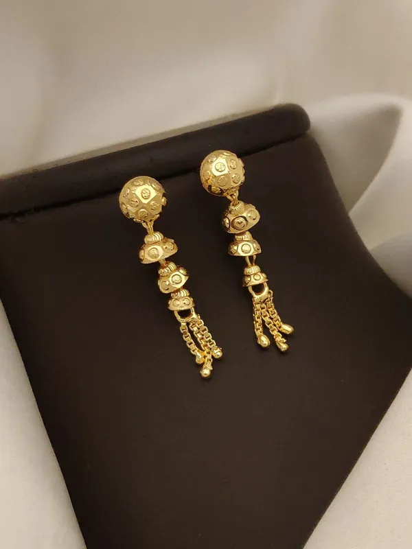 Traditional_Gold-Toned_Ball_Drop_Earrings_with_Tassel_Detail