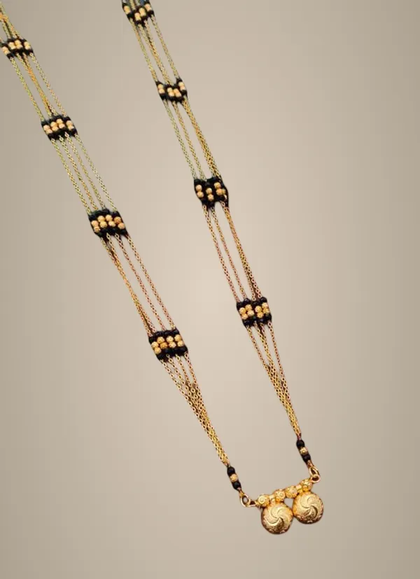 Micro_Gold_Plated_36_Inch_Long_Triple_Line_Black_Beads_Mangalsutra_For_Women_Traditional_Round_Textured_Ball_Pendant_Daily_Wear_Fancy_Ethnic_Necklace_Jewellery
