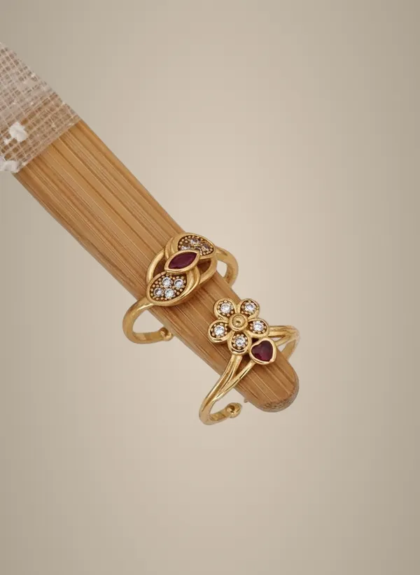 Gold-Toned_Floral_Adjustable_Double_Finger_Ring_with_Ruby_and_Crystal_Embellishments