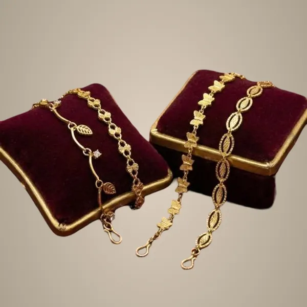Set_Of_4_Gold_Plated_Assorted_Chain_Bracelets_Leaf_Butterfly_Floral_Daily_Wear_Combo_Pack