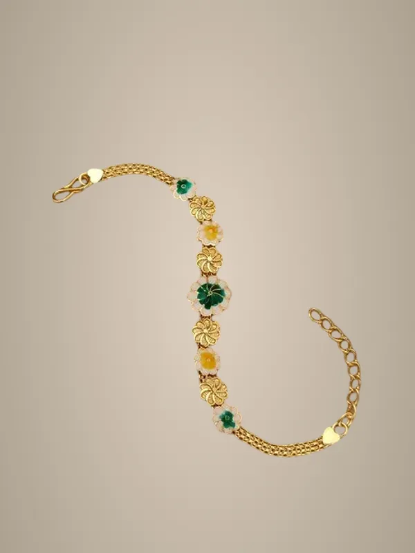 Trending_Gold_Plated_Floral_Enamel_Bracelet_For_Women_Girls_Stylish_Meenakari_Design_Adjustable_Hand_Chain_Latest_Party_Wear_Daily_Use_Fancy_Jewellery