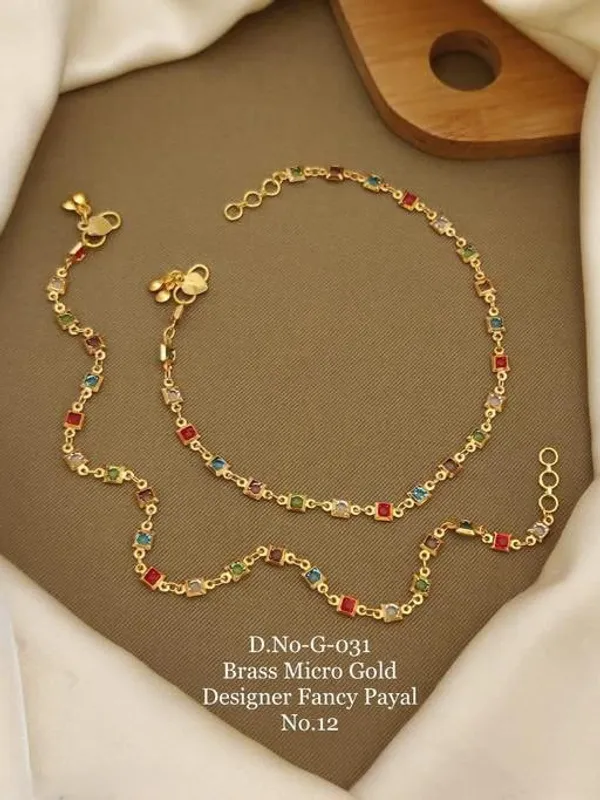 Brass_Micro_Gold_Designer_Fancy_Payal_No.12_(Anklet_Chain)