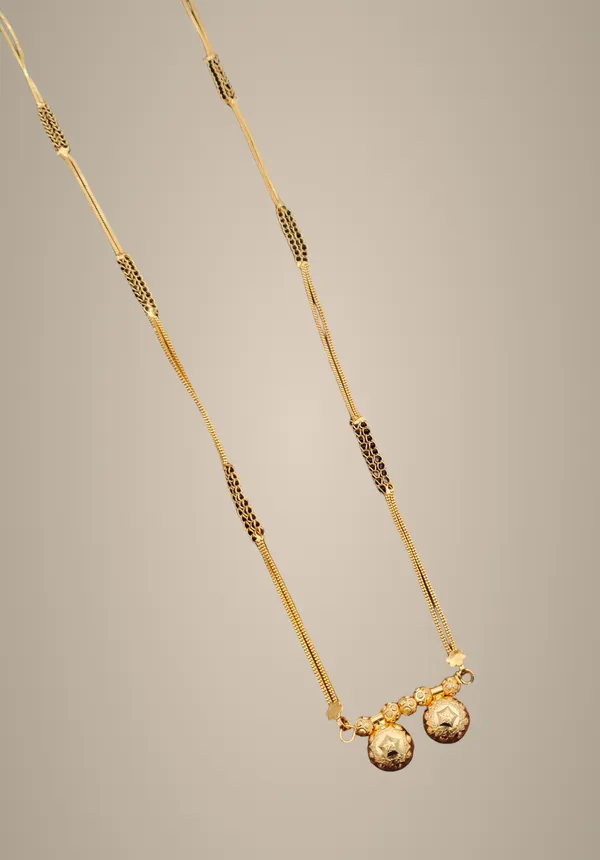 Gold-Toned_Beaded_Chain_Necklace_with_Dual_Ball_Pendant