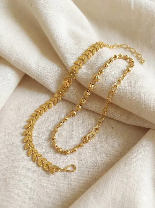 Premium_Gold_Plated_Leaf_Pattern_Bracelet_Combo_For_Women_Adjustable_Statement_Chain_Bracelet_Set_Ethnic_Modern_Wear_Jewellery