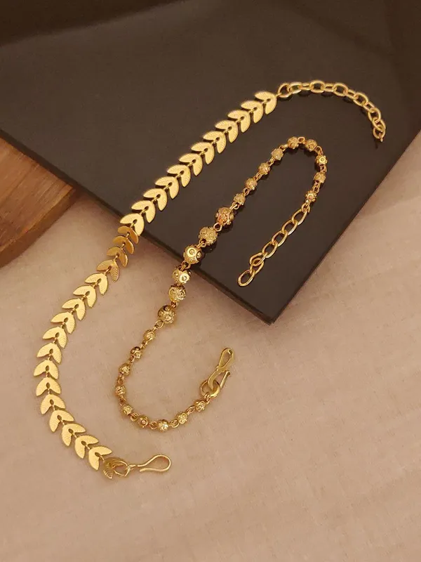 Premium_Gold_Plated_Leaf_Pattern_Bracelet_Combo_For_Women_Adjustable_Statement_Chain_Bracelet_Set_Ethnic_Modern_Wear_Jewellery