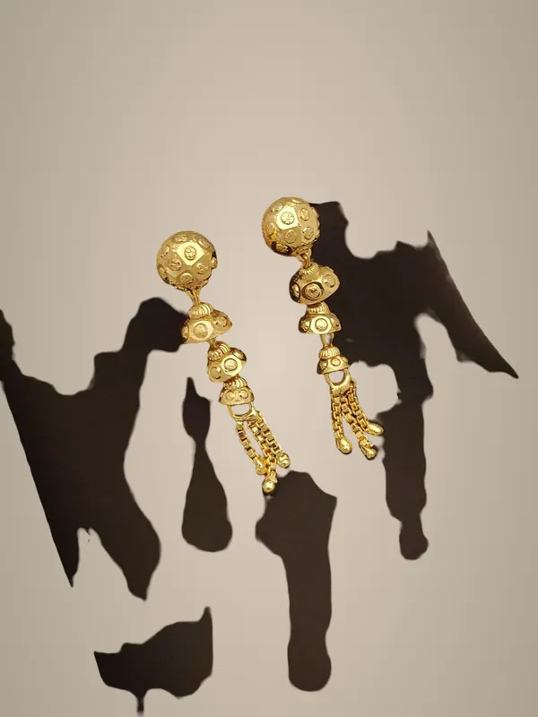 Traditional_Gold-Toned_Ball_Drop_Earrings_with_Tassel_Detail