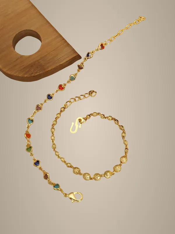 Multicolor_Stone_Bracelet_and_Gold_Chain_Bracelet_Set