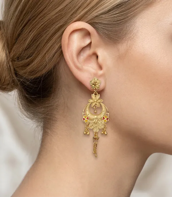 Designer_Antique_Chandbali_Earrings_For_Women_Floral_Gold_Plated_Ethnic_Earrings_Traditional_Meenakari_Work_Stylish_Party_Bridal_Jewellery