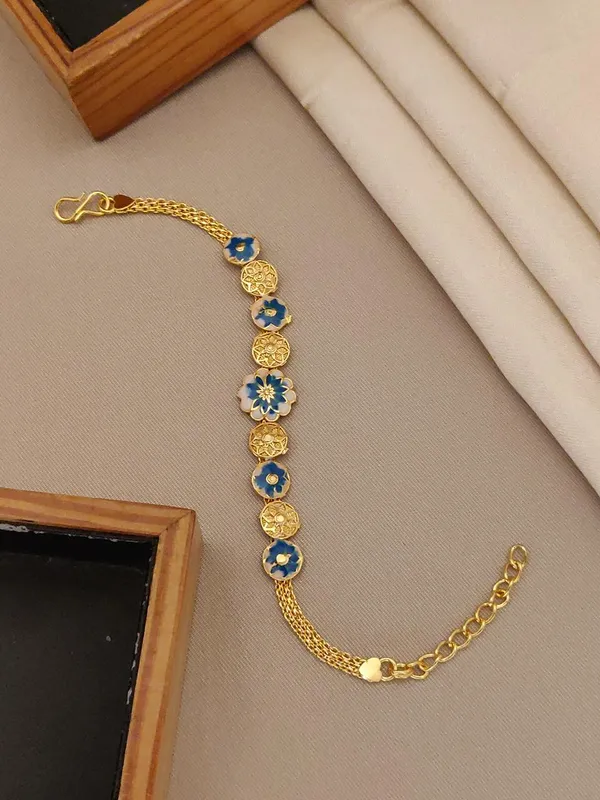 Gold_and_Blue_Enamel_Floral_Bracelet