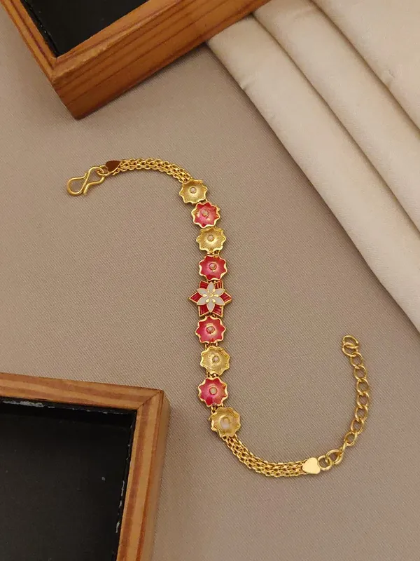 Floral_Charm_Bracelet_with_Colorful_Enamel_Flowers