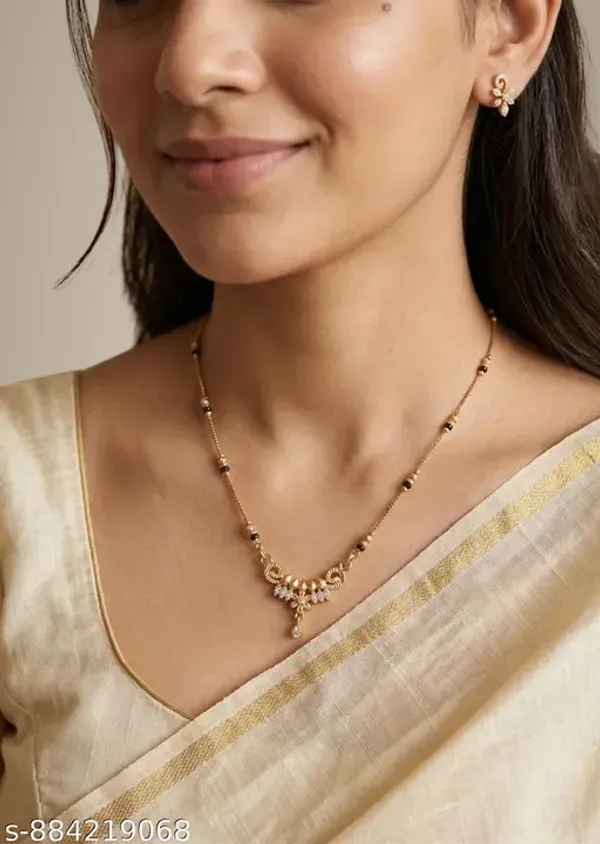 Elegant_Gold_Plated_Mangalsutra_For_Women_Black_Beads_Chain_With_Cz_Flower_Pendant_Traditional_Daily_Wear_Jewellery