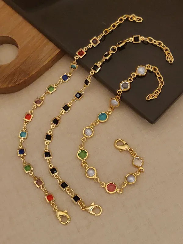 Colorful_Stone_Bracelet_Set_of_3_-_Gold-Plated_Chain_Link_Design