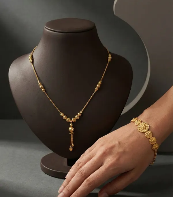 Fancy_Micro_Gold_Polished_Dokiya_Necklace_With_Matching_Bracelet_Combo_Cnc_Hand_Work_1_Gram_Gold_Jewellery_Set_For_Girls_Women