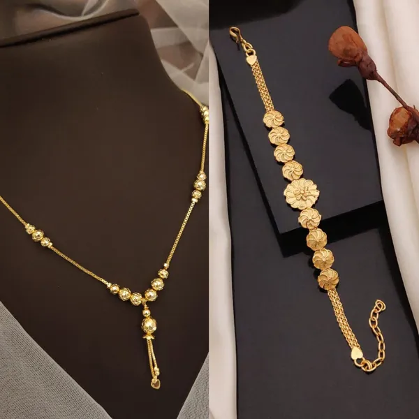 Fancy_Micro_Gold_Polished_Dokiya_Necklace_With_Matching_Bracelet_Combo_Cnc_Hand_Work_1_Gram_Gold_Jewellery_Set_For_Girls_Women