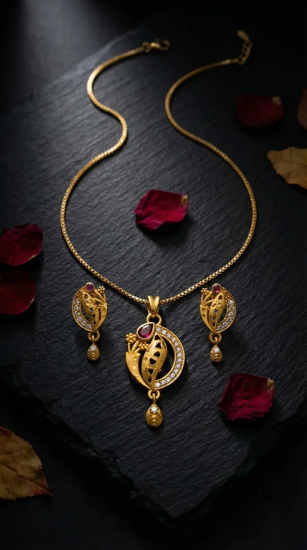 Premium_Gold_Plated_Half_Moon_Floral_Pendant_Set_For_Women_Ruby_Cz_Stone_Studded_Necklace_With_Earrings_Festive_Ethnic_Wear_Jewellery