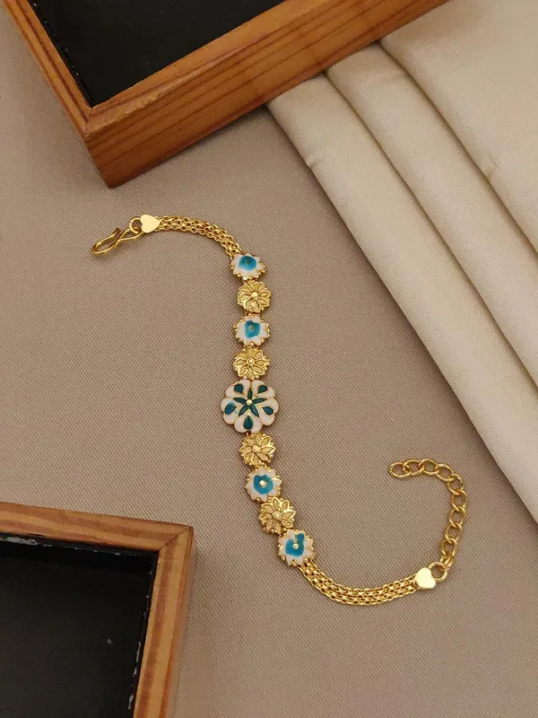 Golden_Evil_Eye_Floral_Charm_Bracelet
