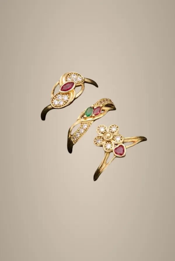 Elegant_Gold_Plated_Cz_Ruby_Stone_Designer_Ring_Combo_For_Women_Floral_Leaf_Pattern_Adjustable_Finger_Rings_Party_Wear_Traditional_Jewellery_Set