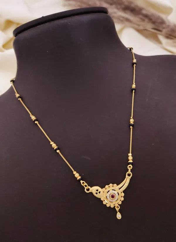 Trendy_Gold_Plated_Antique_Triangle_Design_Mangalsutra_Black_Beads_Traditional_Chain_For_Women_Festive_Ethnic_Jewellery