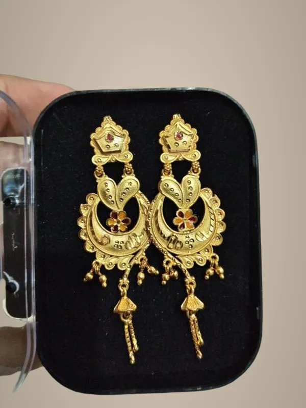 Traditional_Gold_Plated_Latkan_Drop_Earrings_For_Women_Antique_Ethnic_Chandbali_Style_Earrings_With_Red_Stone_Chain_Design_Festive_Party_Wear_Jewellery