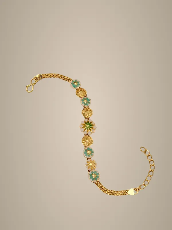Elegant_Floral_Enamel_Chain_Bracelet_with_Gold_Finish