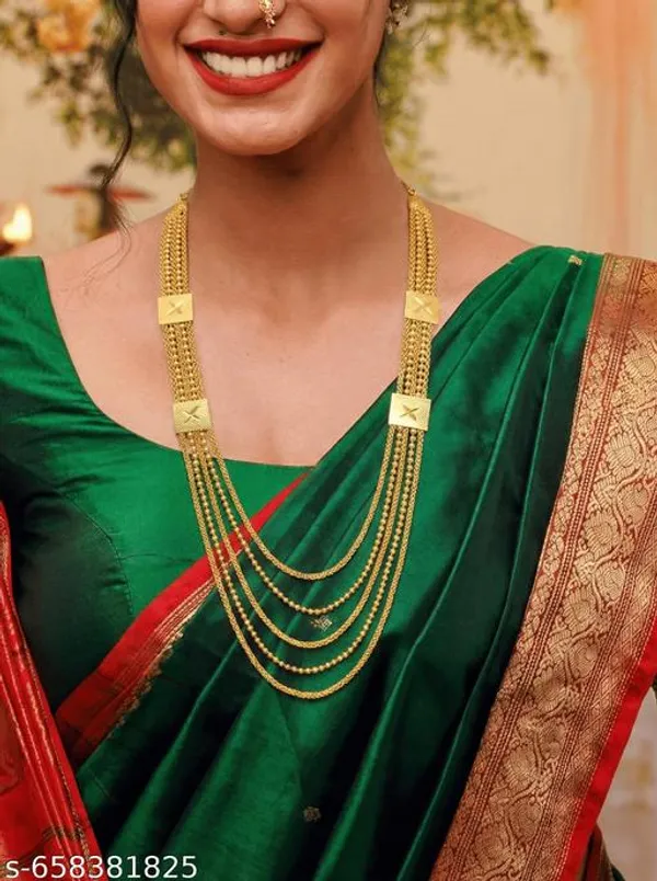 Gold_Plated_Long_5_Line_Necklace_For_Women_Traditional_Multi_Layer_Chain_Necklace_Ethnic_Party_Wedding_Jewellery