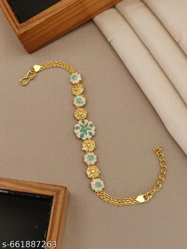 Trending_Gold_Plated_Floral_Enamel_Bracelet_For_Women_Girls_Stylish_Meenakari_Design_Adjustable_Hand_Chain_Latest_Party_Wear_Daily_Use_Fancy_Jewellery