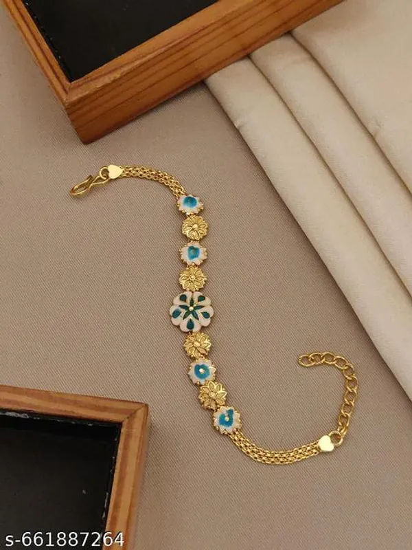 Trending_Gold_Plated_Floral_Enamel_Bracelet_For_Women_Girls_Stylish_Meenakari_Design_Adjustable_Hand_Chain_Latest_Party_Wear_Daily_Use_Fancy_Jewellery