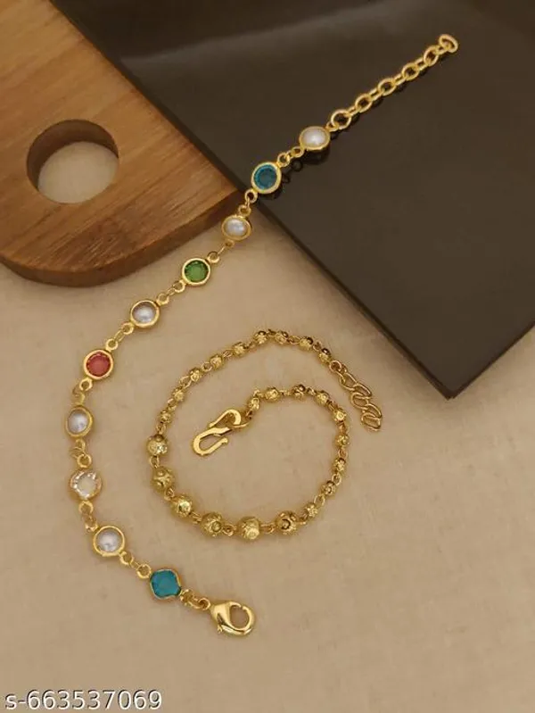Rainbow_Color_Stone_Heart_Charm_Bracelet_Lightweight_Daily_Wear_Chain_For_Women_Latest_Fashion_Jewellery