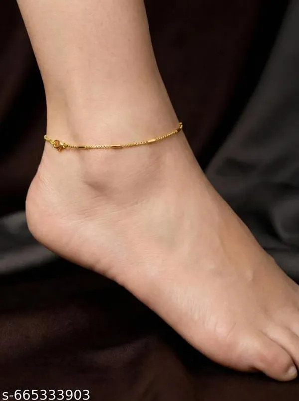 Fancy_Gold_Plated_Pipe_Anklet_New_Stylish_Simple_Payal_Traditional_Western_Look_Foot_Chain